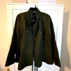 Army green wool banana republic peplum double breasted jacket